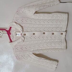 BABY B'GOSH Cream Long Sleeve Pointelle Button-Up Cardigan Sweater- Size 9M NWT